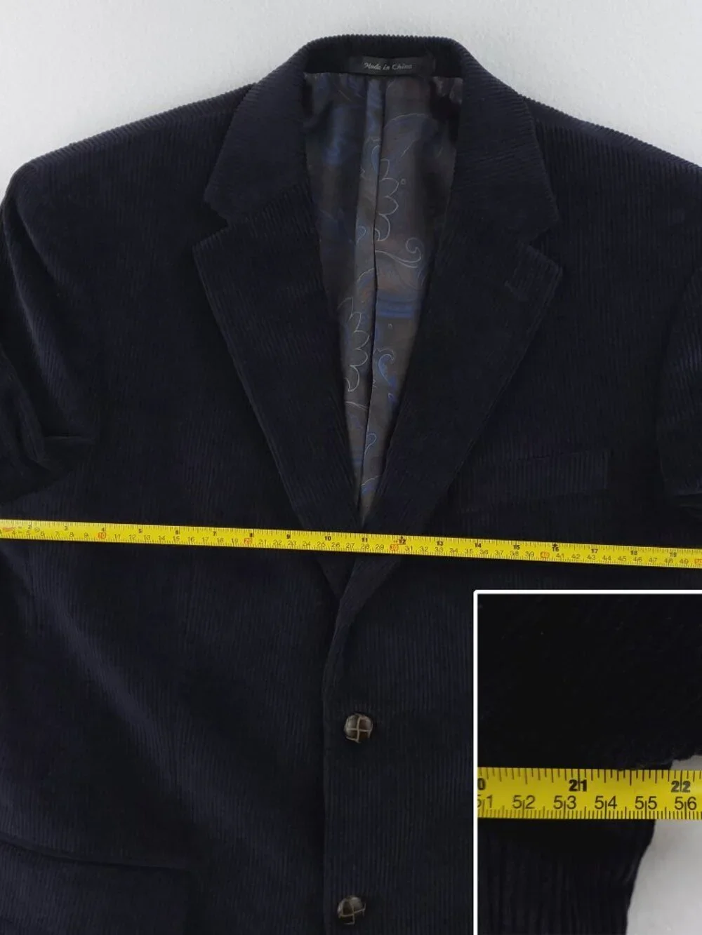 Lauren Ralph Lauren Corduroy Sport Coat Blazer Jacket 2 Button Navy Blue Men 40R